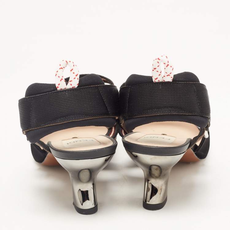 مملوكة مسبقًا Fendi Multicolor Canvas and Mesh Colibri Pumps Size 38.5