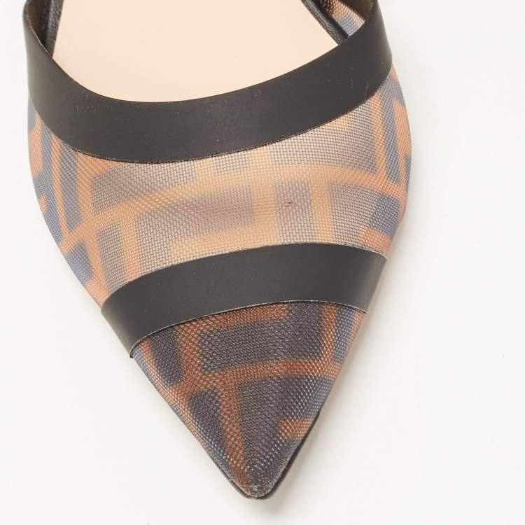 مملوكة مسبقًا Fendi Multicolor Canvas and Mesh Colibri Pumps Size 38.5