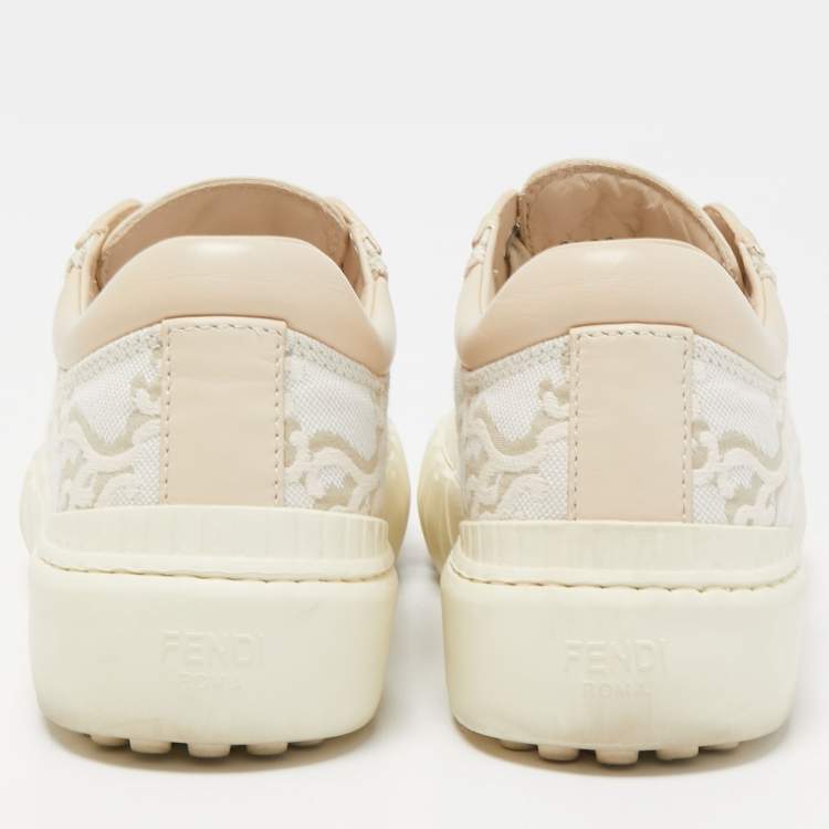 Pre Owned Fendi Tricolor Embroidered Canvas and Leather Low Top Sneakers Size 37