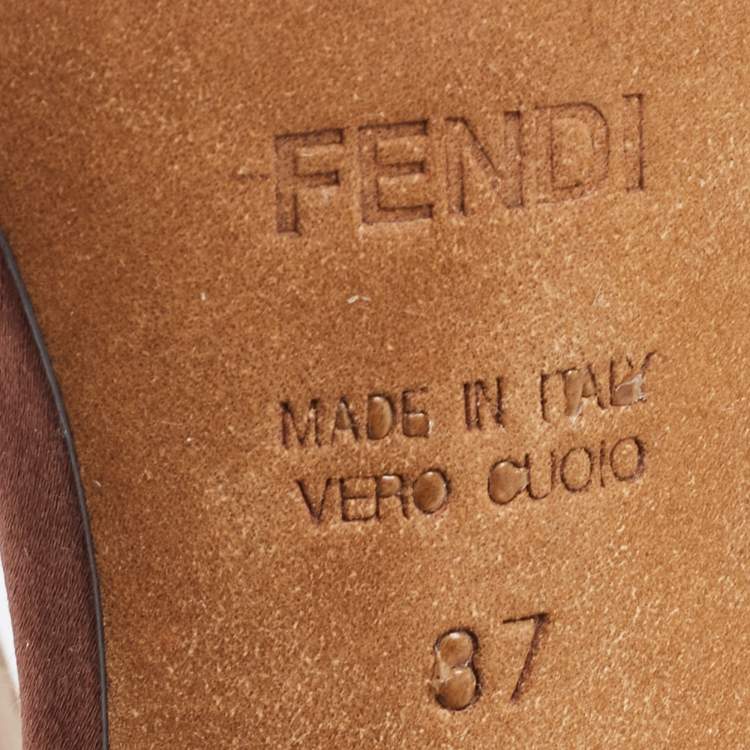 مملوكة مسبقًا Fendi Beige Satin Crystal Embellished Bow Slingback Sandals Size 37