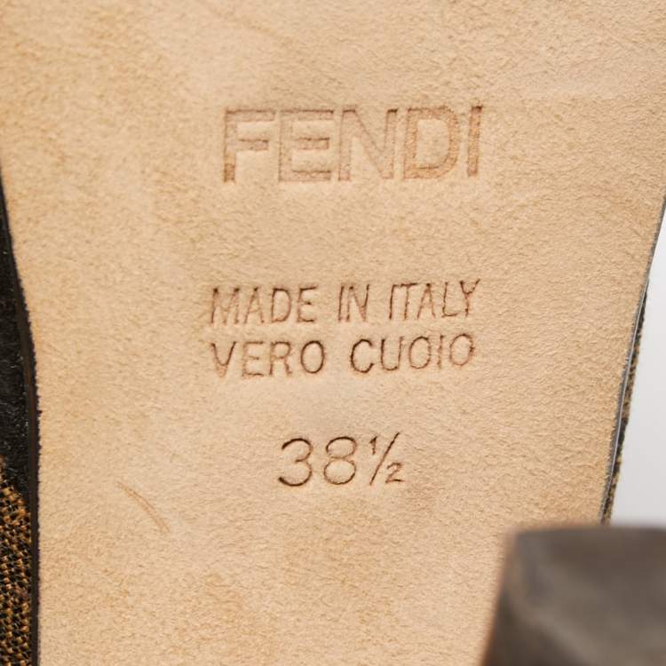 Pre Owned Fendi Brown Zucca Canvas Fendista Platform Pumps Size 38.5
