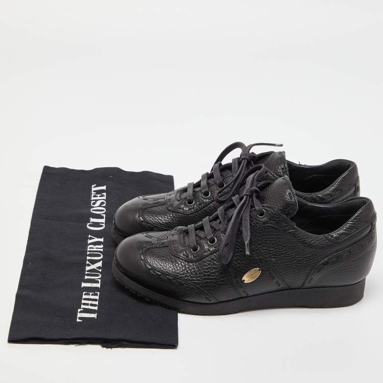 Pre Owned Fendi Black Leather Low Top Sneakers Size 36.5