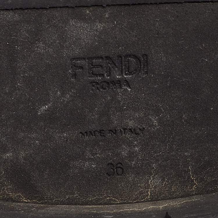 Pre Owned Fendi Black Leather Studded Ankle Boots Size 36