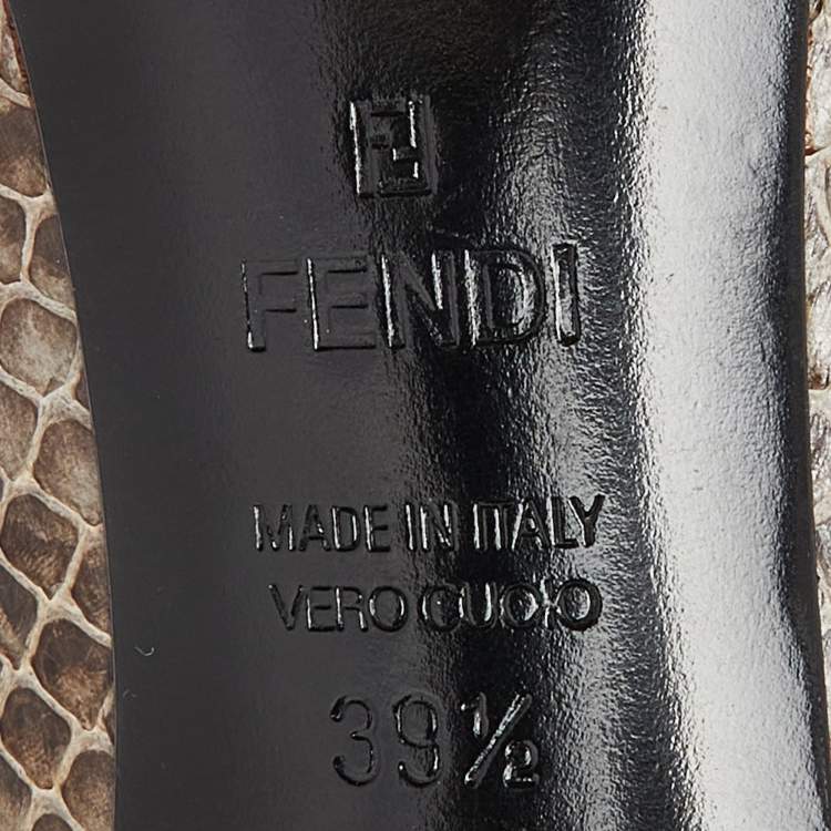 Pre Owned Fendi Beige/Brown Watersnake Leather Pointed Toe Pumps Size 39.5