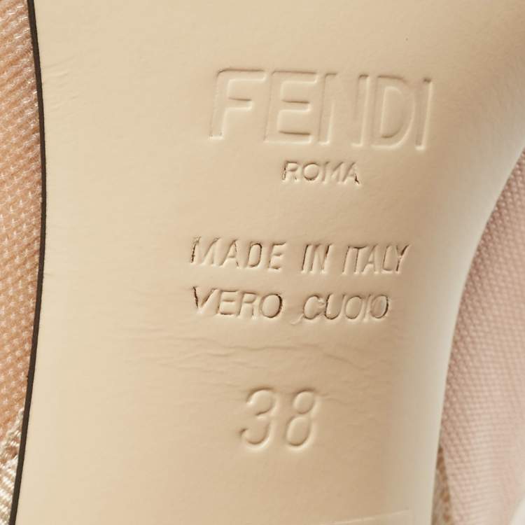 مملوكة مسبقًا Fendi  Beige Mesh Rockoko Ankle Boots Size 38