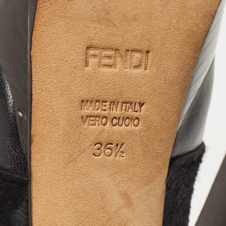 مملوكة مسبقًا Fendi Black Leather And Suede Fendista Ankle Boots Size 36.5