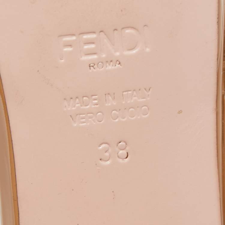 Pre Owned Fendi Beige Patent Leather Strappy Platform Sandals Size 38