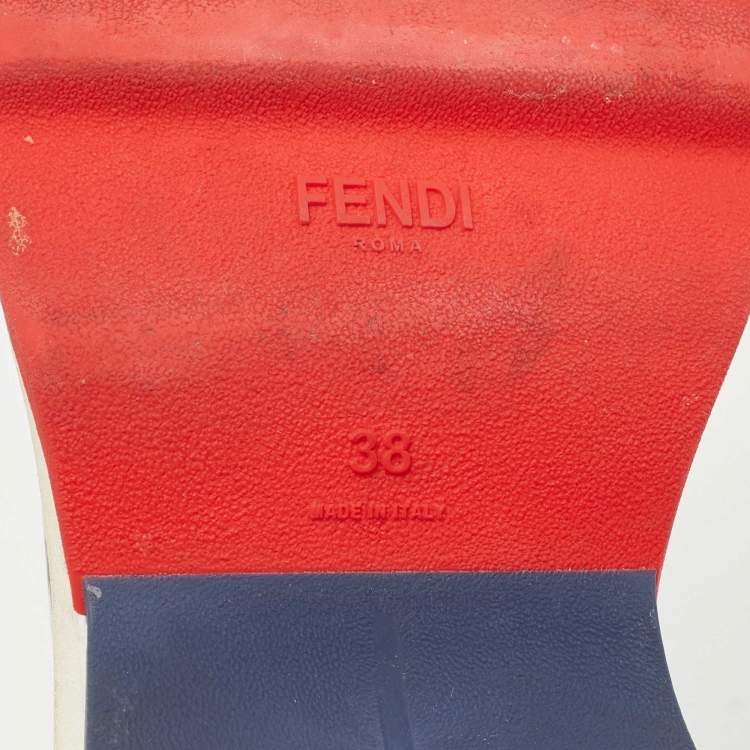 Pre Owned Fendi x Fila Multicolor Knit Fabric and Leather Mania Sock Sneakers Size 38