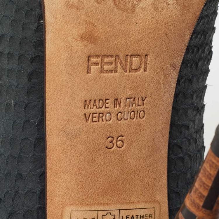 Pre Owned Fendi Dark Green Python Embossed Leather Superstar Pumps Size 36