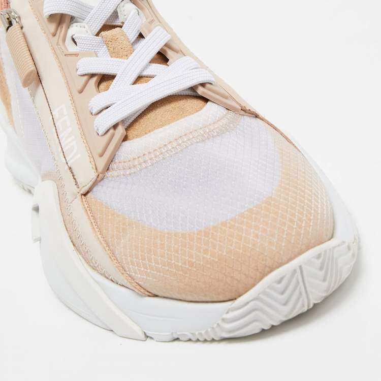 Pre Owned Fendi Tricolor Suede and Mesh Flow Low Top Sneakers Size 38