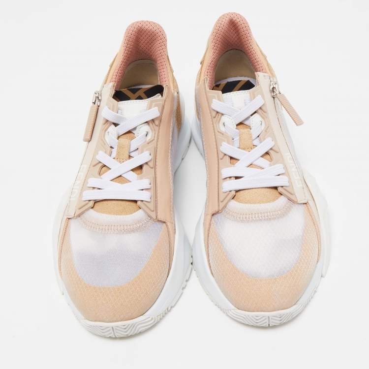 Pre Owned Fendi Tricolor Suede and Mesh Flow Low Top Sneakers Size 38