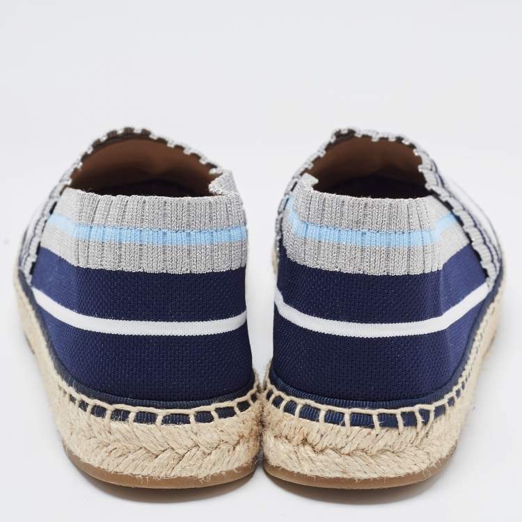 Pre Owned Fendi Tricolor Striped Fabric Espadrille Flats Size 37