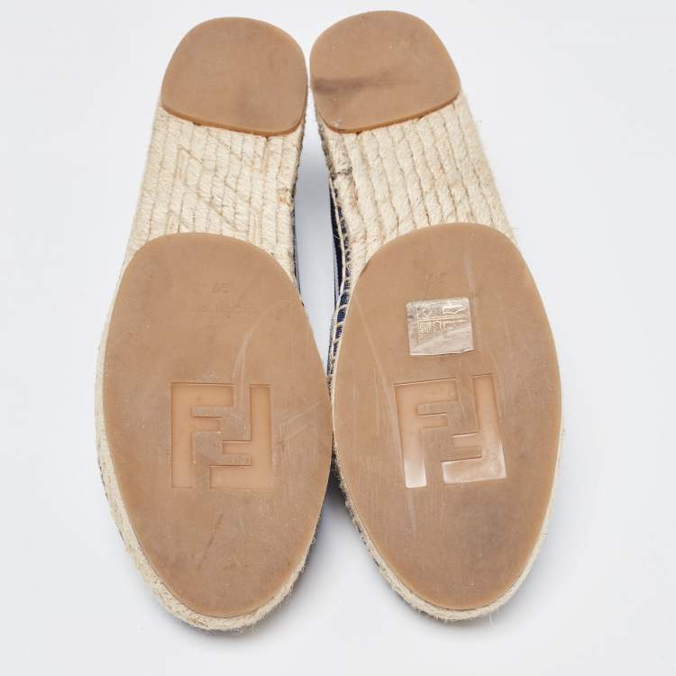 Pre Owned Fendi Tricolor Striped Fabric Espadrille Flats Size 37