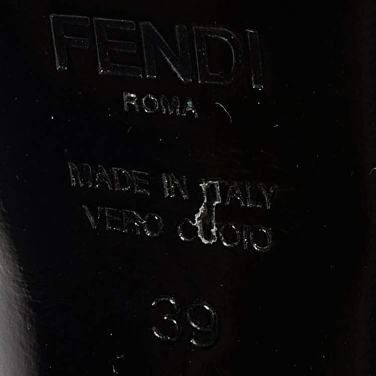 Pre Owned Fendi Black Leather Plateau Block Heel Sandals Size 39