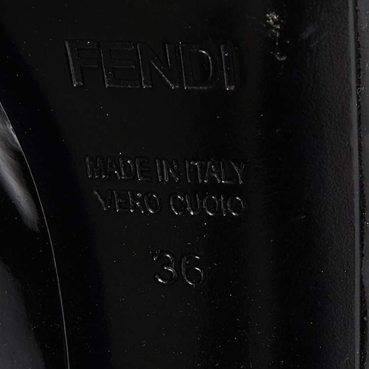 Pre Owned Fendi Black Patent Leather Peep Toe Platform Pumps Size 36