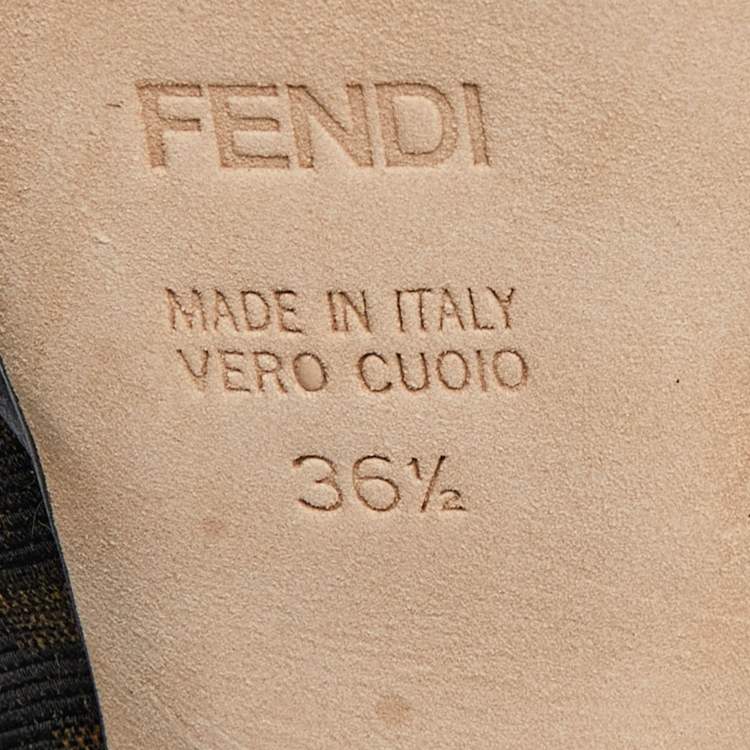 Pre Owned Fendi Brown Tobacco Zucca Canvas Fendista Platform Pumps Size 36.5