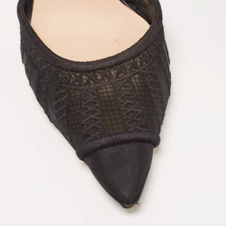 Pre Owned Fendi Black Lace and Leather Colibri Slingback Pumps Size 39.5