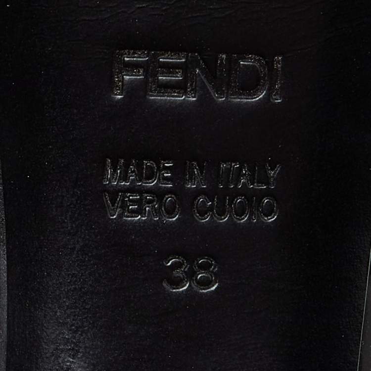 Pre Owned Fendi Black Patent Leather FF Heel Peep Toe Pumps Size 38