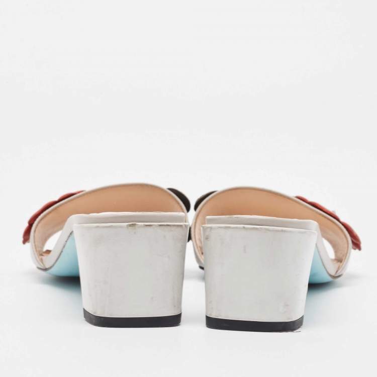 مملوكة مسبقًا Fendi Multicolor Leather Flowerland  Slide Sandals Size 38