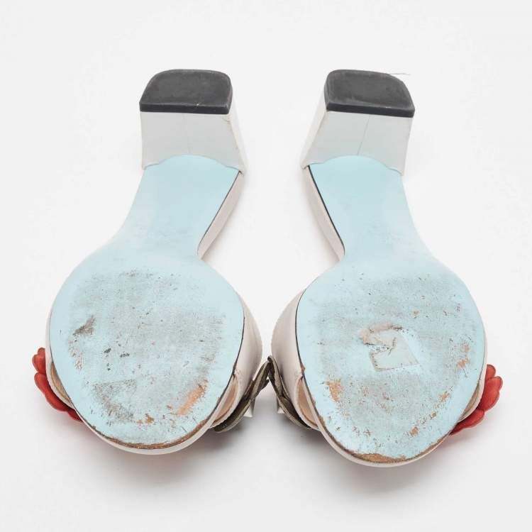 مملوكة مسبقً�ا Fendi Multicolor Leather Flowerland  Slide Sandals Size 38