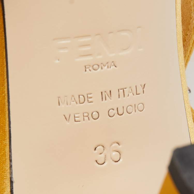 Pre Owned Fendi Yellow Mesh and Satin Colibri Lite Slingback Pumps Size 36
