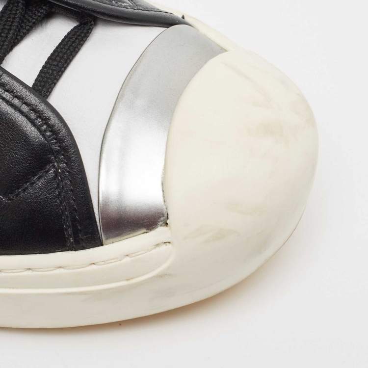 مملوكة مسبقًا Fendi Multicolor Fur And Leather Karlito Hight Top Sneakers Size 38.5