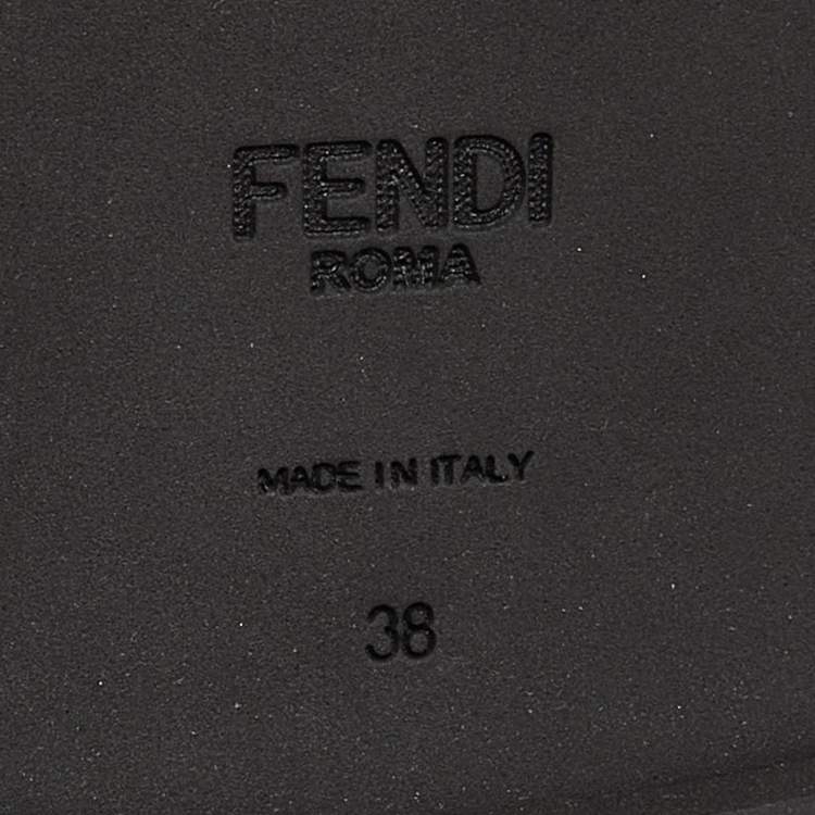 Pre Owned Fendi Black Leather and Zucca Stretch Fabric Rockoko Combat Boots Size 38