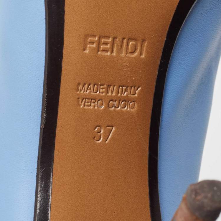 Pre Owned Fendi Royal Blue Leather Pointed Toe Pumps Size 37