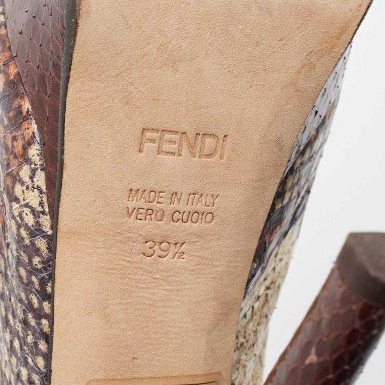 Pre Owned Fendi Tricolor Python Bow Fendista Slingback Pumps Size 39.5