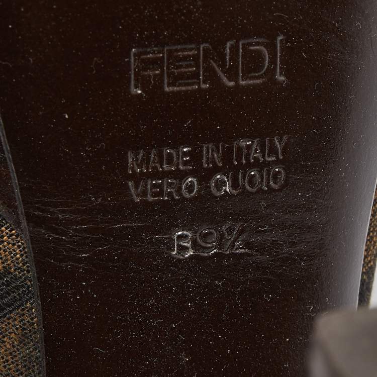 Pre Owned Fendi Brown Canvas Fendista  Pumps Size 39.5