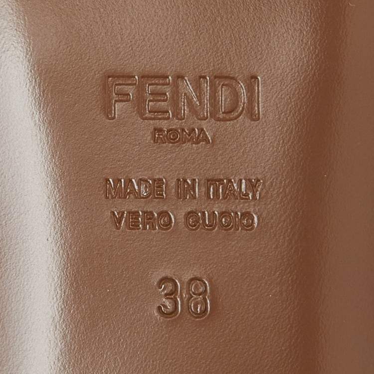 Pre Owned Fendi Brown Leather Flat Slide Size 38