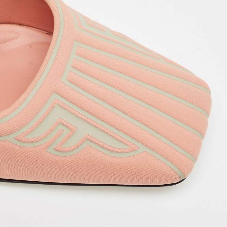 Pre Owned Fendi Pink/Grey Neoprene and Rubber FFreedom Pumps Size 37.5