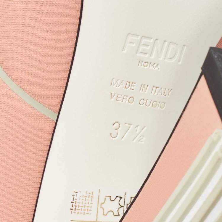 Pre Owned Fendi Pink/Grey Neoprene and Rubber FFreedom Pumps Size 37.5