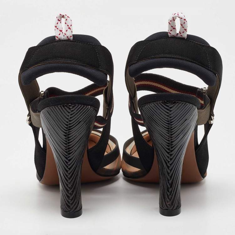 Pre Owned Fendi Brown Zucca Mesh and Canvas Colibri Slingback Pumps Size 39