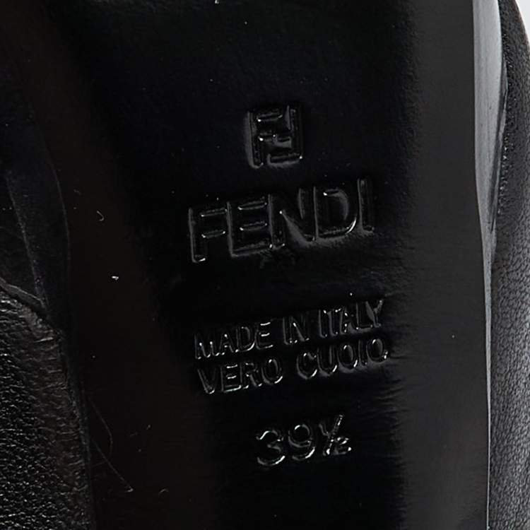 Pre Owned Fendi Black Leather Zipped Heel Mule Size 39.5 