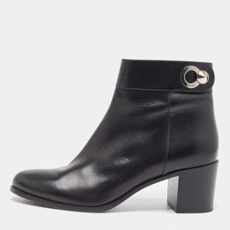 Fendi Black Leather Ankle Boots Size 39.5 Fendi | The Luxury Closet