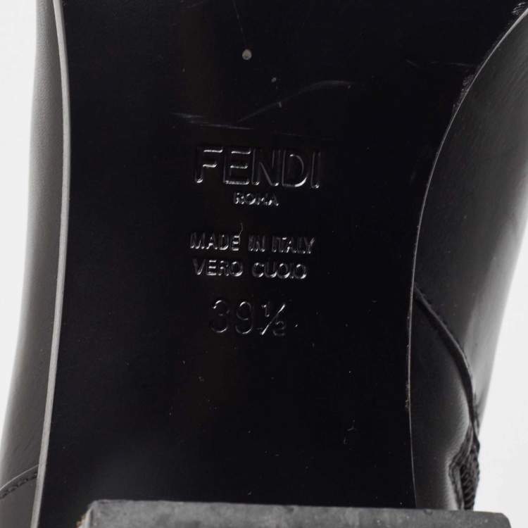 مملوكة مسبقًا Fendi Black Leather Ankle Boots Size 39.5