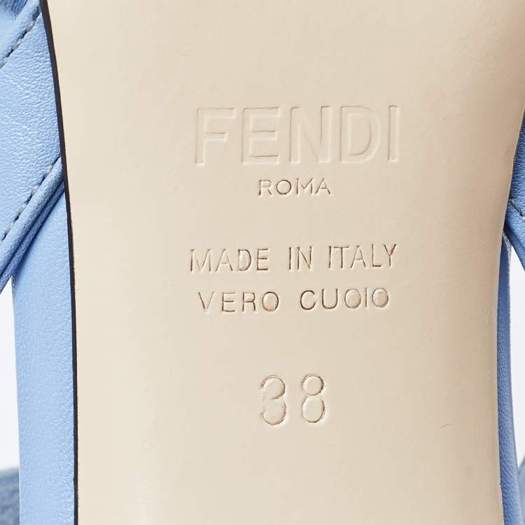 Pre Owned Fendi Blue Leather and Mesh Colibri Lite Slingback Pumps Size 38