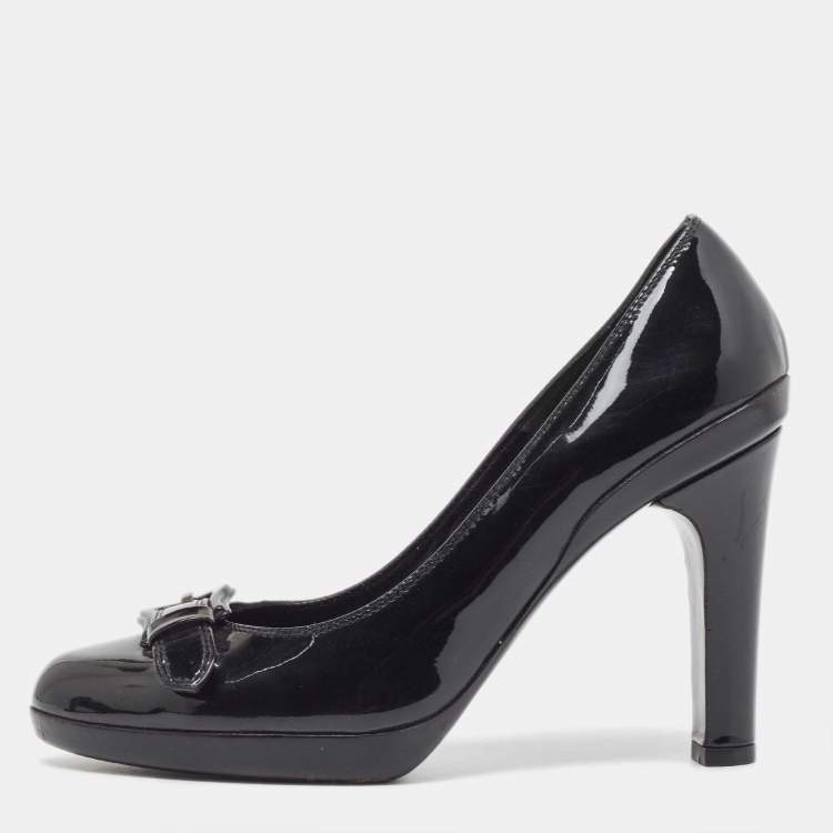 Pre Owned Fendi Black Patent Leather Platform Pumps Size 37.5
