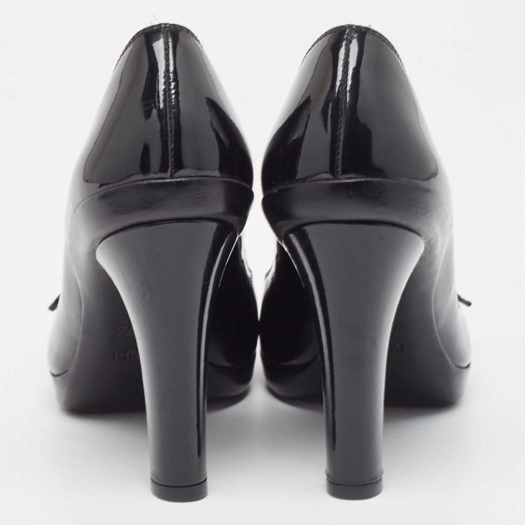 Pre Owned Fendi Black Patent Leather Platform Pumps Size 37.5