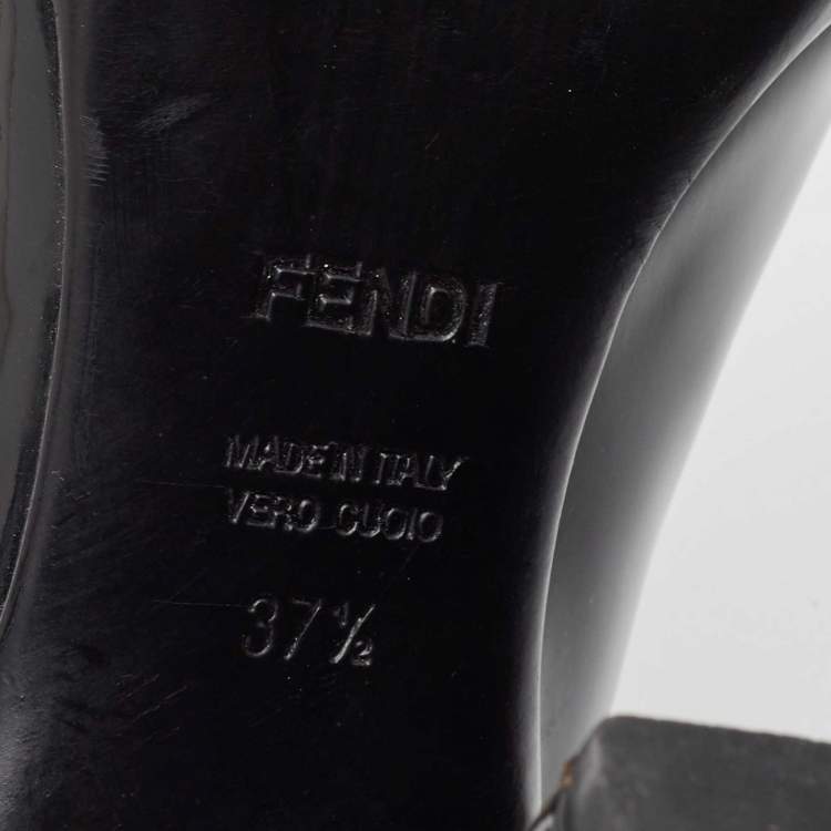 Pre Owned Fendi Black Patent Leather Platform Pumps Size 37.5