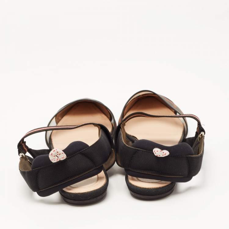 Pre Owned Fendi Brown/Brown Mesh and Canvas Colibri Sandals Size 39.5