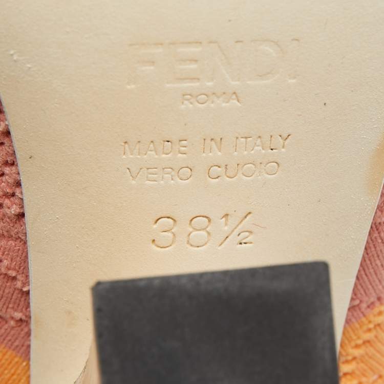 Pre Owned Fendi Multicolor Knit Fabric Slingback Sandals Size 38.5 