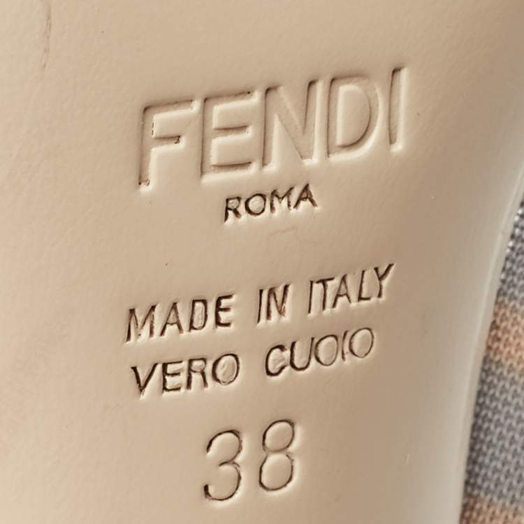مملوكة مسبقًا Fendi Beige/Black Leather And Mesh Colibri Logo Pointed Toe Pumps Size 38