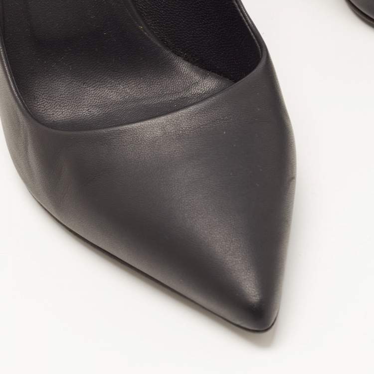 Pre Owned Fendi Black Leather Pointed Toe Pumps Size 38