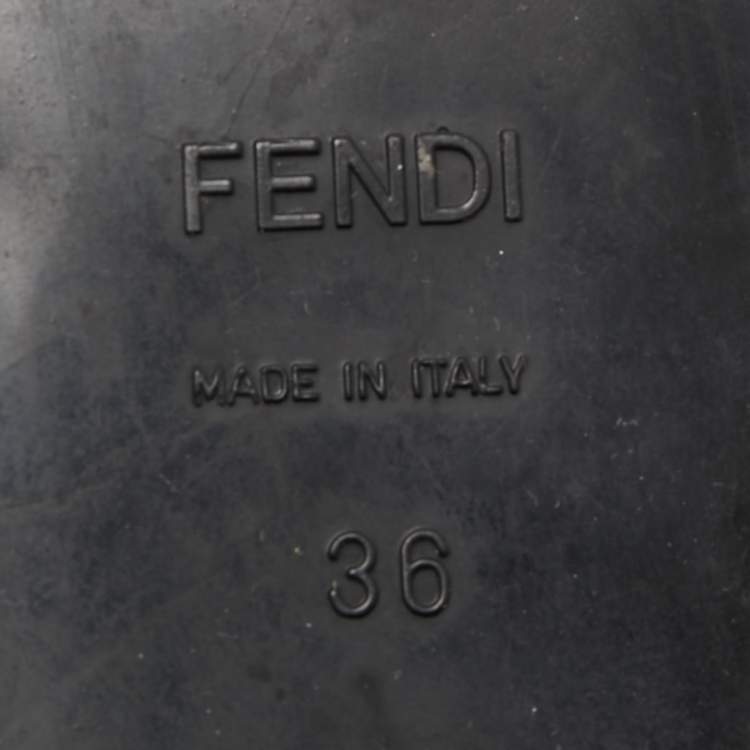 Pre Owned Fendi Black Jelly Buckle Ankle Strap Flats Size 36