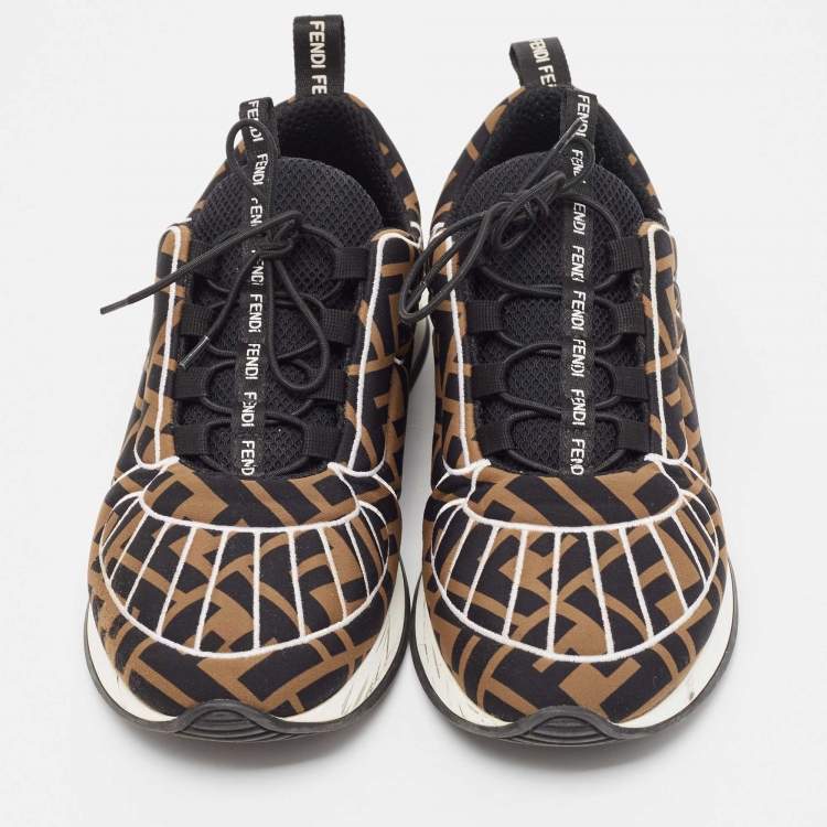 Pre Owned Fendi Brown Nylon F Freedom Low Top Sneakers Size 38