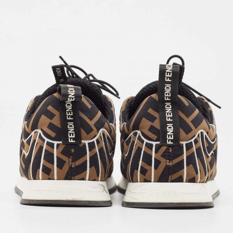 Pre Owned Fendi Brown Nylon F Freedom Low Top Sneakers Size 38