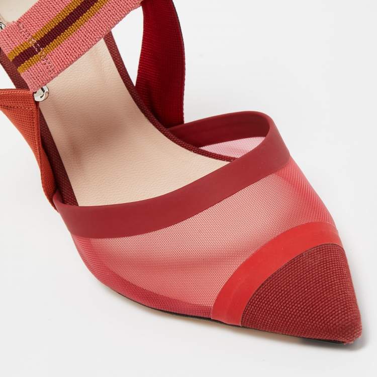 مملوكة مسبقًا Fendi Multicolor  Mesh and Canvas Colibri Slingback Pumps Size 40