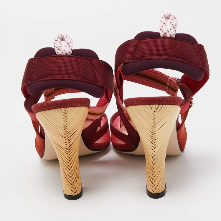 مملوكة مسبقًا Fendi Multicolor  Mesh and Canvas Colibri Slingback Pumps Size 40
